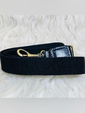 Black Adjustable Canvas Bag Strap with Brass Hardware